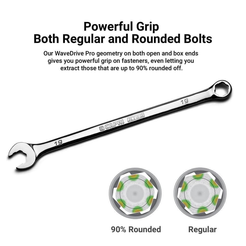 Capri Tools WaveDrive Pro 14 mm Combination Wrench for Regular and Rounded Bolts (2)