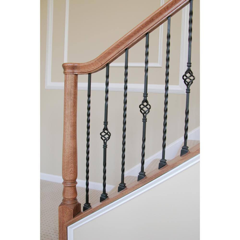 HOUSE OF FORGINGS Twist and Basket 44 in. x 0.5 in. Satin Black Long Single Twist Solid Wrought Iron Baluster (3)