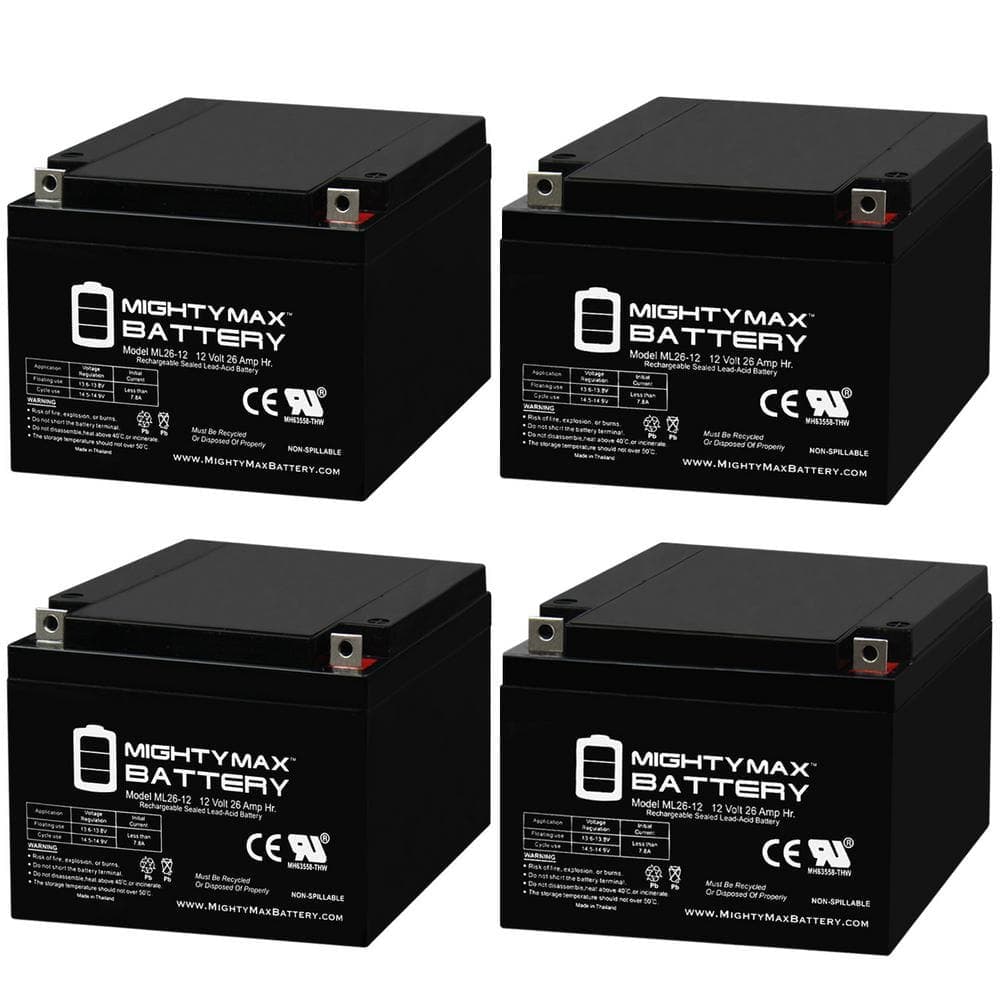 MIGHTY MAX BATTERY 12-Volt 26AH Replacement Battery for Power-Sonic PS-12260-NB-4 Pack (1)