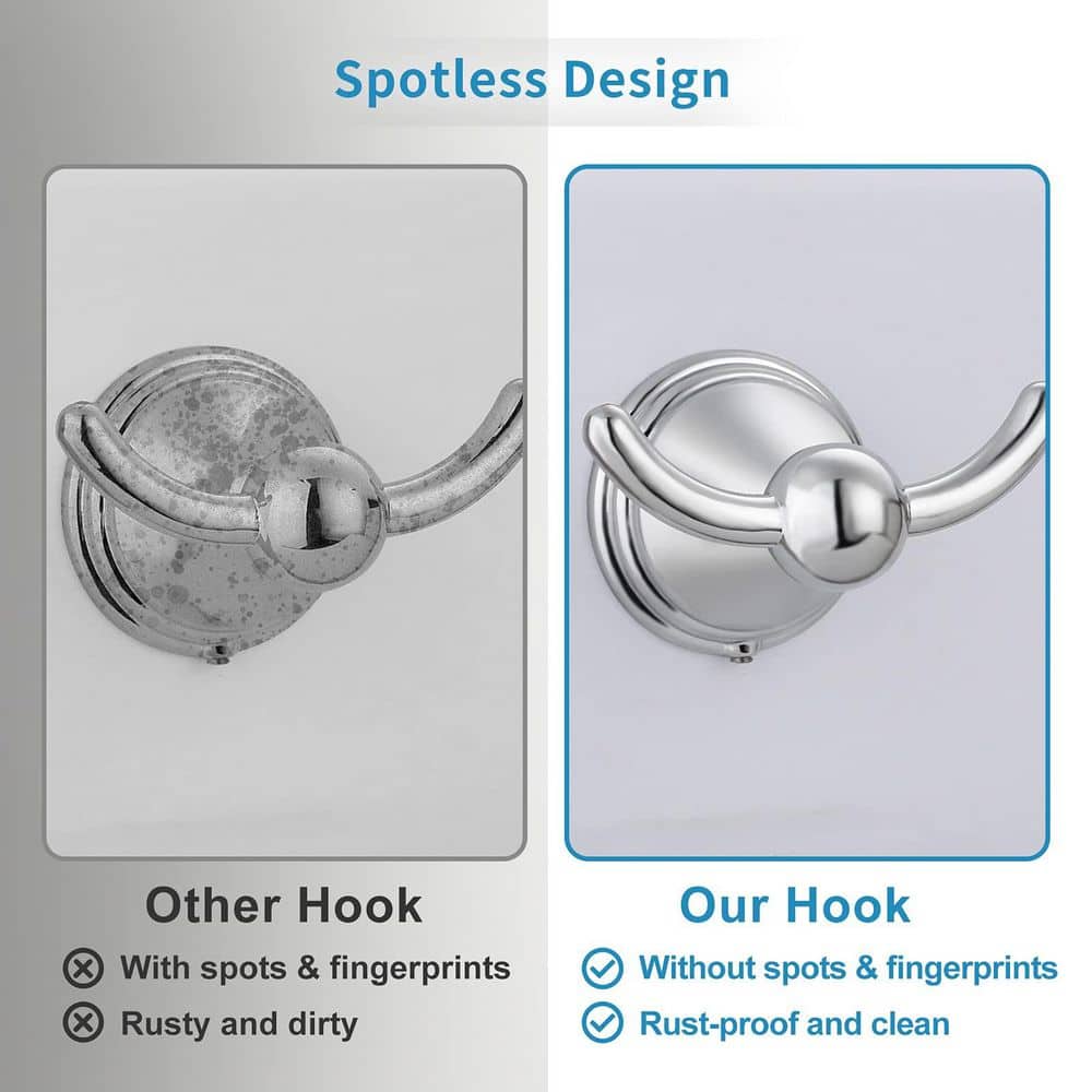 Unbranded J-Hook Hook Type 2 Pack Polished Chrome Zinc Alloy Wall Mounted Bathroom Robe Hook Towel Hook (2)
