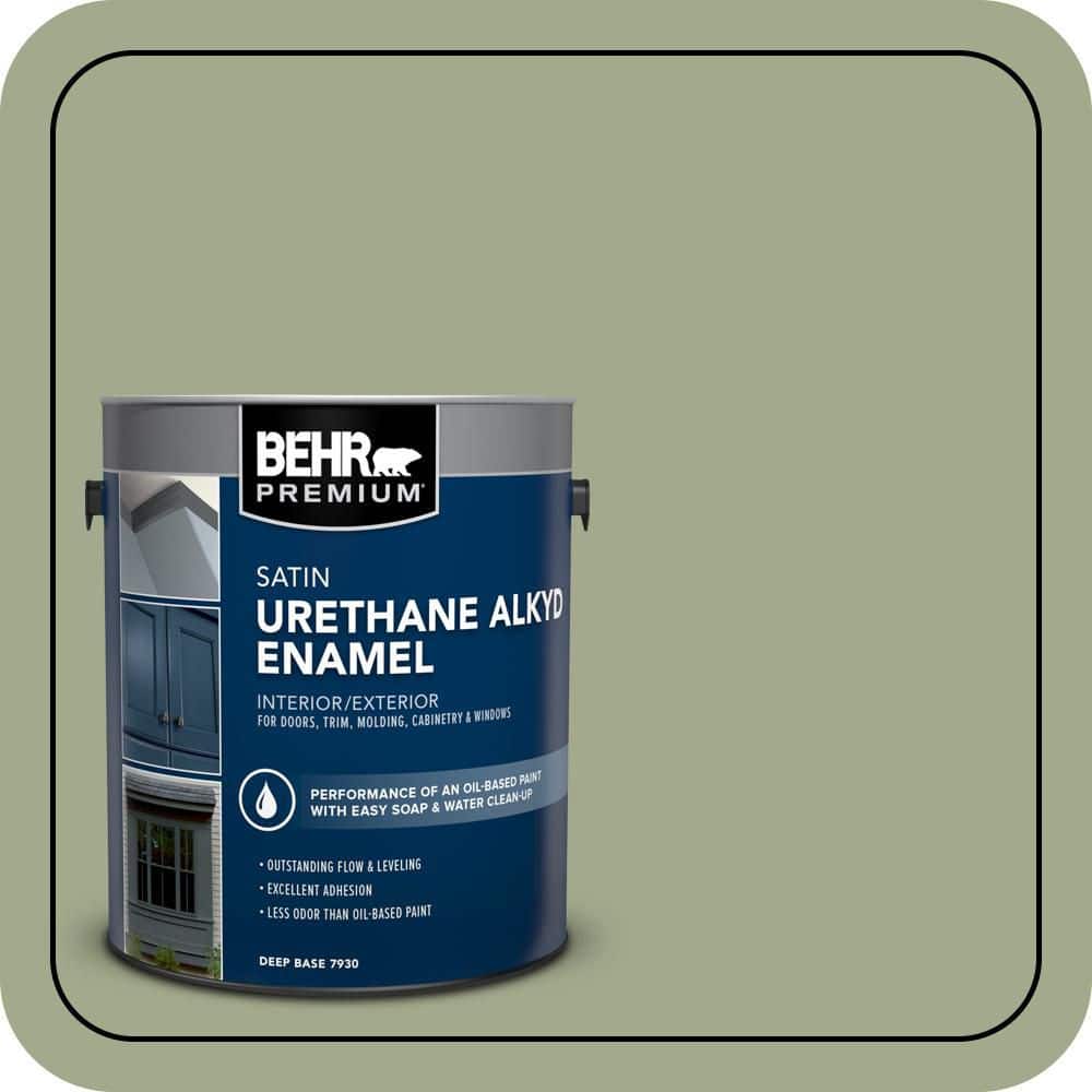 BEHR PREMIUM 1 gal. #420F-4 Sagey Urethane Alkyd Satin Enamel Interior/Exterior Paint (1)