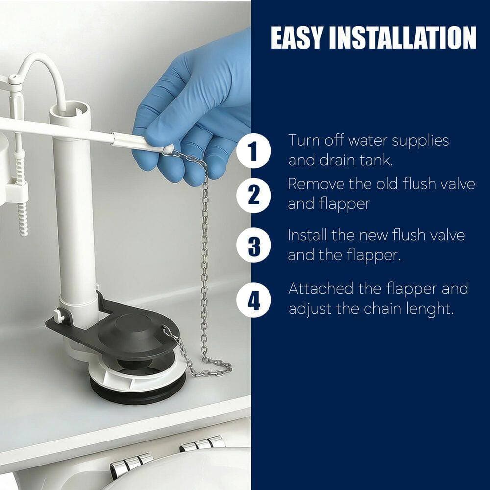 Plumbflex 3 in. Toilet Flush Valve with Flapper Durable Chemical Resistant Flush Valve Fit Most Toilets Easy to Install (3)