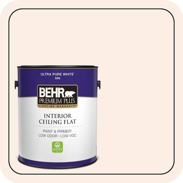 BEHR PREMIUM PLUS 1 gal. #M210-1 Seed Pearl Ceiling Flat Interior Paint & Primer (2)