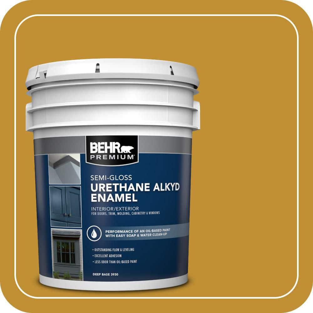 BEHR PREMIUM 5 gal. #M290-7 Turmeric Urethane Alkyd Semi-Gloss Enamel Interior/Exterior Paint