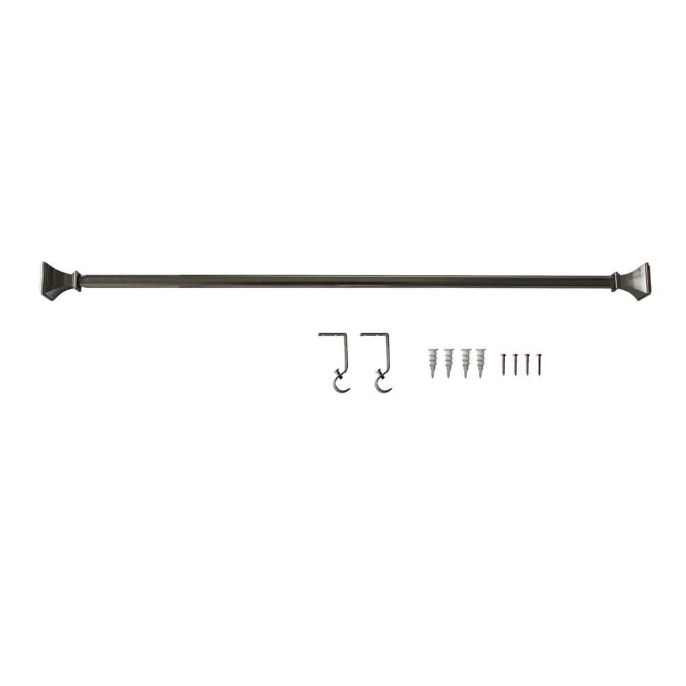 StyleWell 28 in.-48 in. Single Curtain Rod in Brushed Nickel with Square Finial (3)
