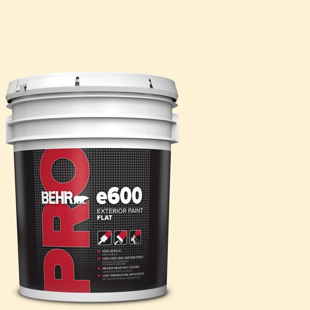 BEHR PRO 5 gal. #390C-1 Capri Cream Flat Exterior Paint