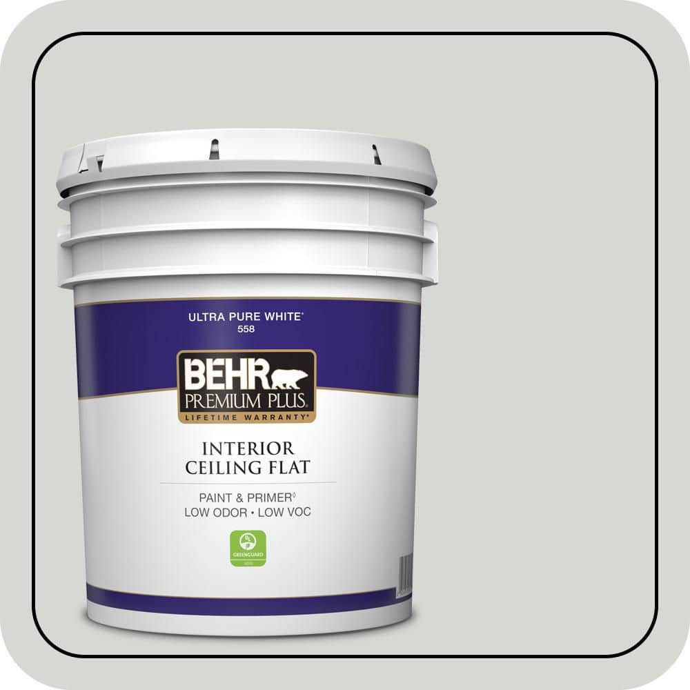 BEHR PREMIUM PLUS 5 gal. #PPU25-13 Misty Coast Ceiling Flat Interior Paint & Primer (1)