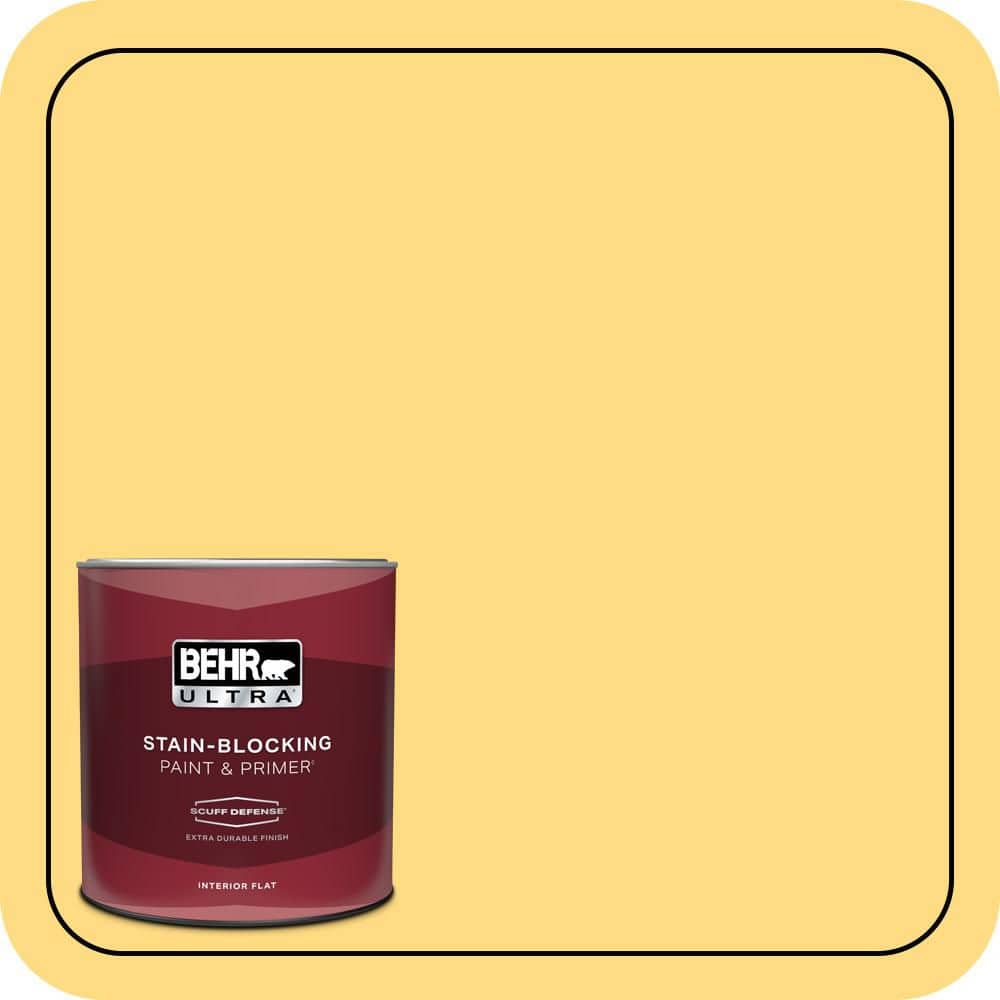 BEHR ULTRA 1 qt. #P290-4 Spirited Yellow Extra Durable Flat Interior Paint & Primer (1)
