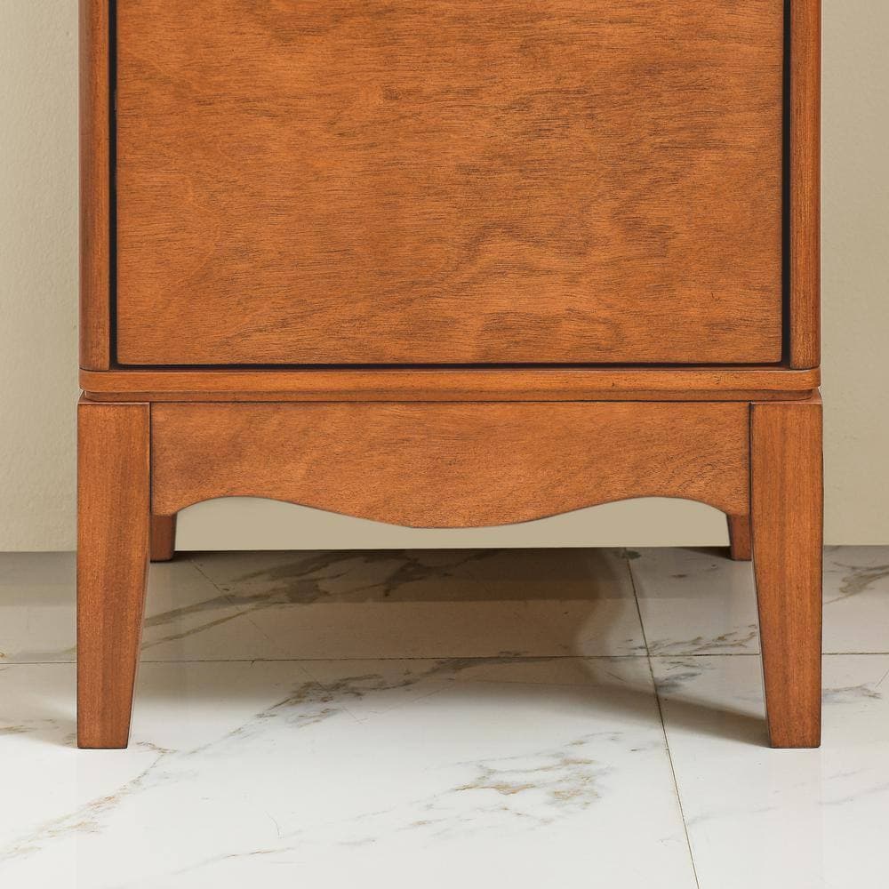 Unbranded 14.5 in. W x 12.63 in. D x 35.75 in. H Bathroom Brown Linen Cabinet (3)