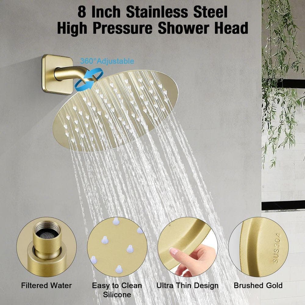 AKLFGN Single Handle 1-Spray Shower Faucet 1.75 GPM with Pressure Balance in Brushed Gold (3)