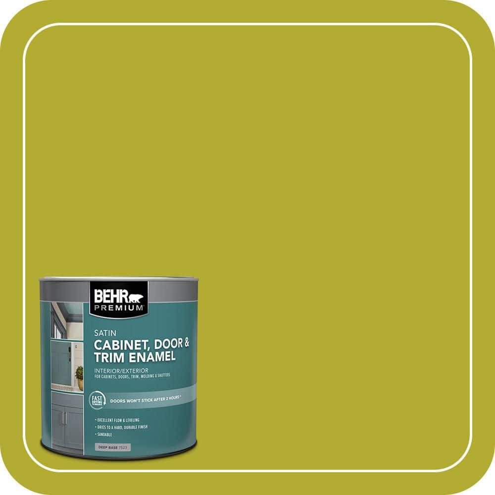BEHR PREMIUM 1 qt. #P340-6 Green Neon Satin Enamel Interior/Exterior Cabinet, Door & Trim Paint (1)