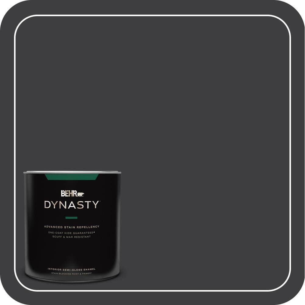 BEHR DYNASTY 1 qt. #PPH-34 Black Smoke Semi-Gloss Enamel Interior Stain-Blocking Paint & Primer