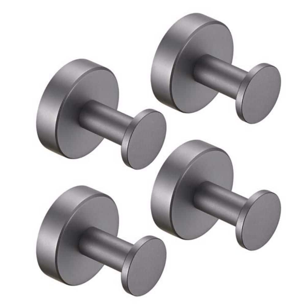Numhew Wall Mounted Robe Hook, Bath Knob Accessory in Gray Aluminum Rustproof Anti-Slip Towel Hook Set for Bathroom and Laundry (1)