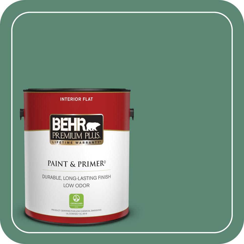 BEHR PREMIUM PLUS 1 gal. #MQ6-43 Dark Jade Flat Low Odor Interior Paint & Primer