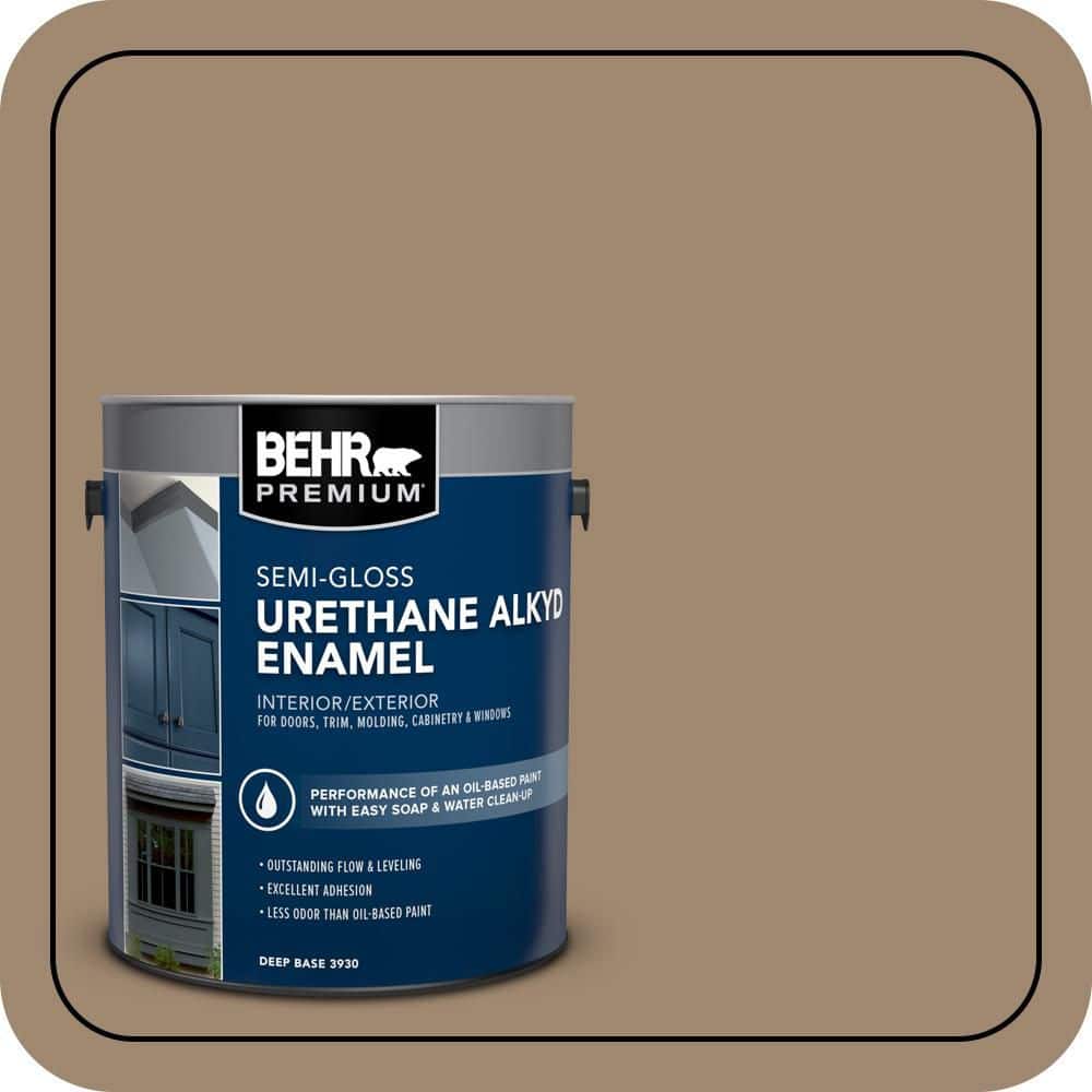 BEHR PREMIUM 1 gal. #700D-5 Toffee Crunch Urethane Alkyd Semi-Gloss Enamel Interior/Exterior Paint (1)