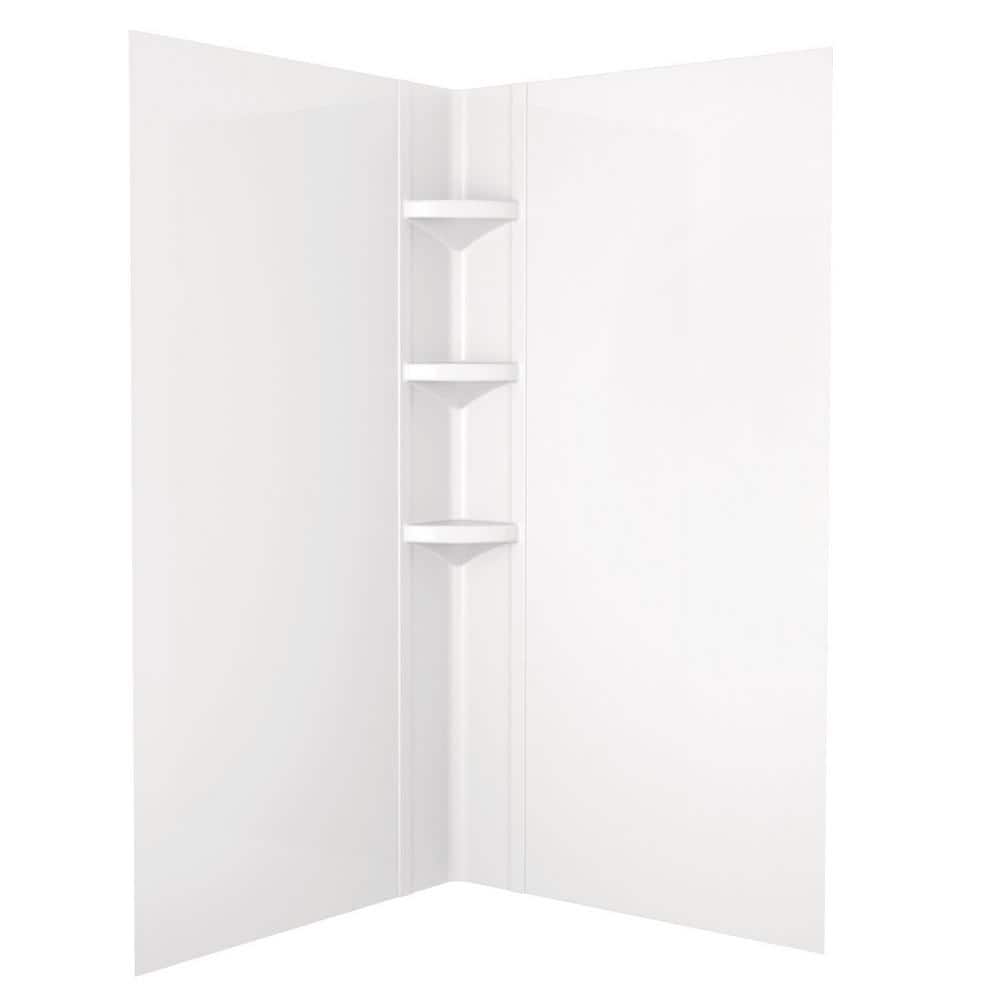 Delta 38 in. W x 70.63 in. H 3-Piece Glue Up Corner Shower Wall Surrounds in White (2)
