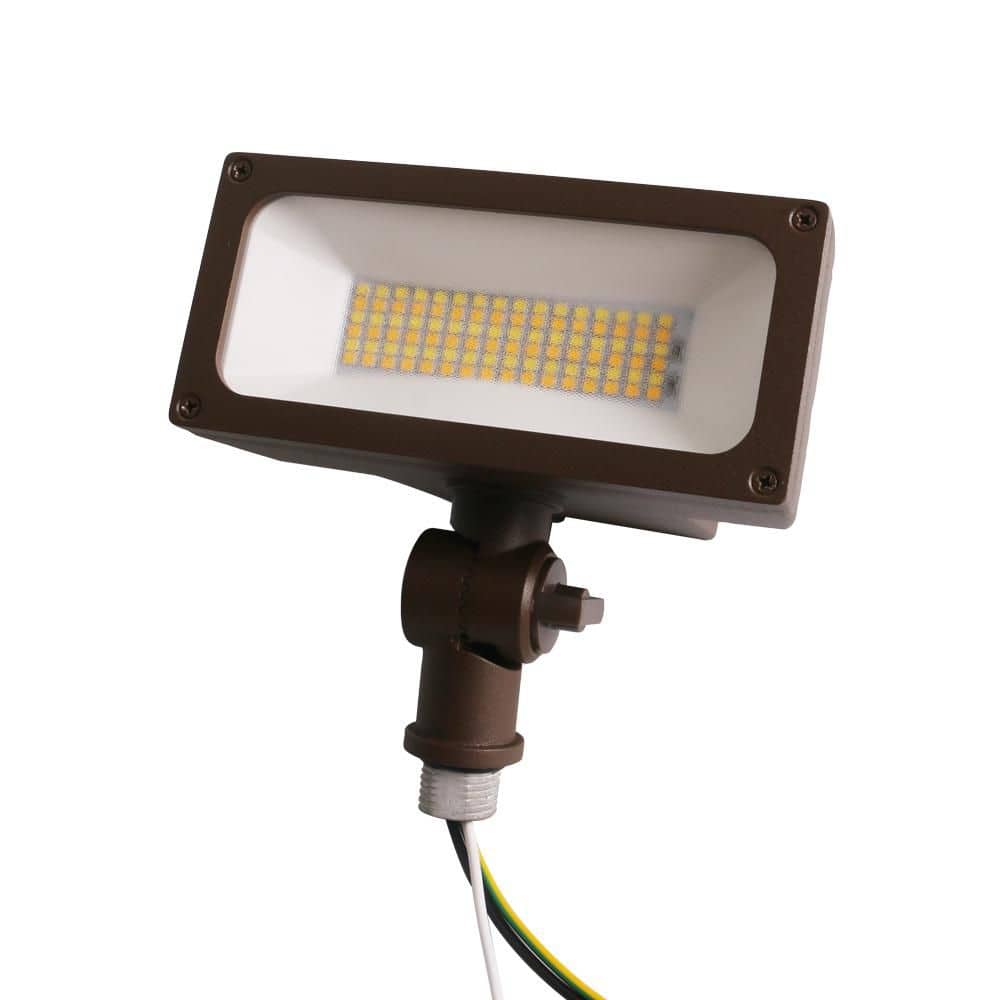 Commercial Electric 2000 plus 3500 Dual Lumen Bronze Aluminum Hardwired LED Outdoor Spotlight with 3CCT Integrated Bulb 1-Pack (2)
