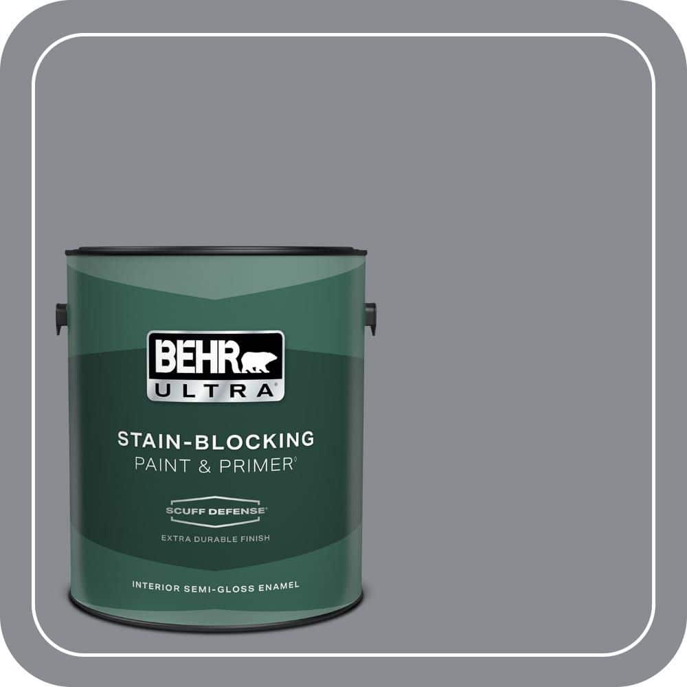 BEHR ULTRA 1 gal. #PMD-73 Ancient Pewter Extra Durable Semi-Gloss Enamel Interior Paint & Primer