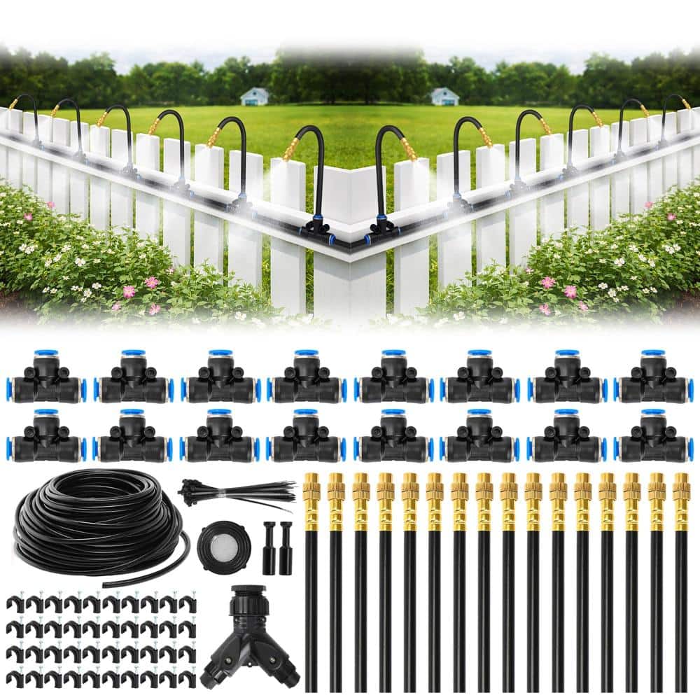 Unbranded 100FT 1/4 in. Drip Irrigation System Kit with 16 Adjustable Copper Nozzles for Garden, Lawn, Patio and Greenhouse