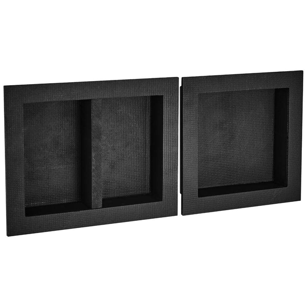 HONGGE Shower Niche Ready for Tile 16 in. x 16 in. & 16 in. x 20 in., Triple Shelf Recessed Niche, Waterproof Insert, Black (2)