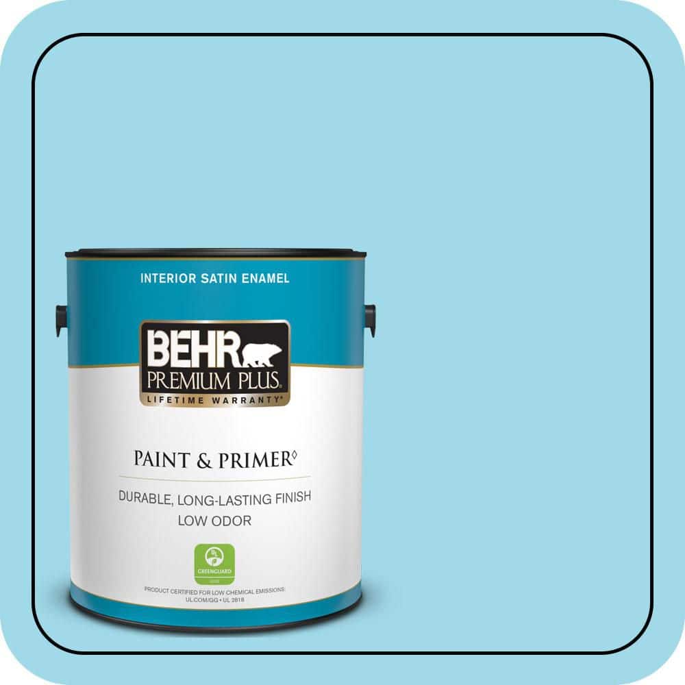 BEHR PREMIUM PLUS 1 gal. #520A-3 Nevada Sky Satin Enamel Low Odor Interior Paint & Primer