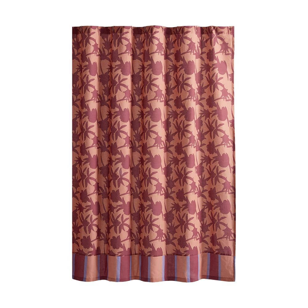 MAKERS COLLECTIVE Natalia 72 in. x 72 in. Botanical Cotton Fabric Shower Curtain in Red