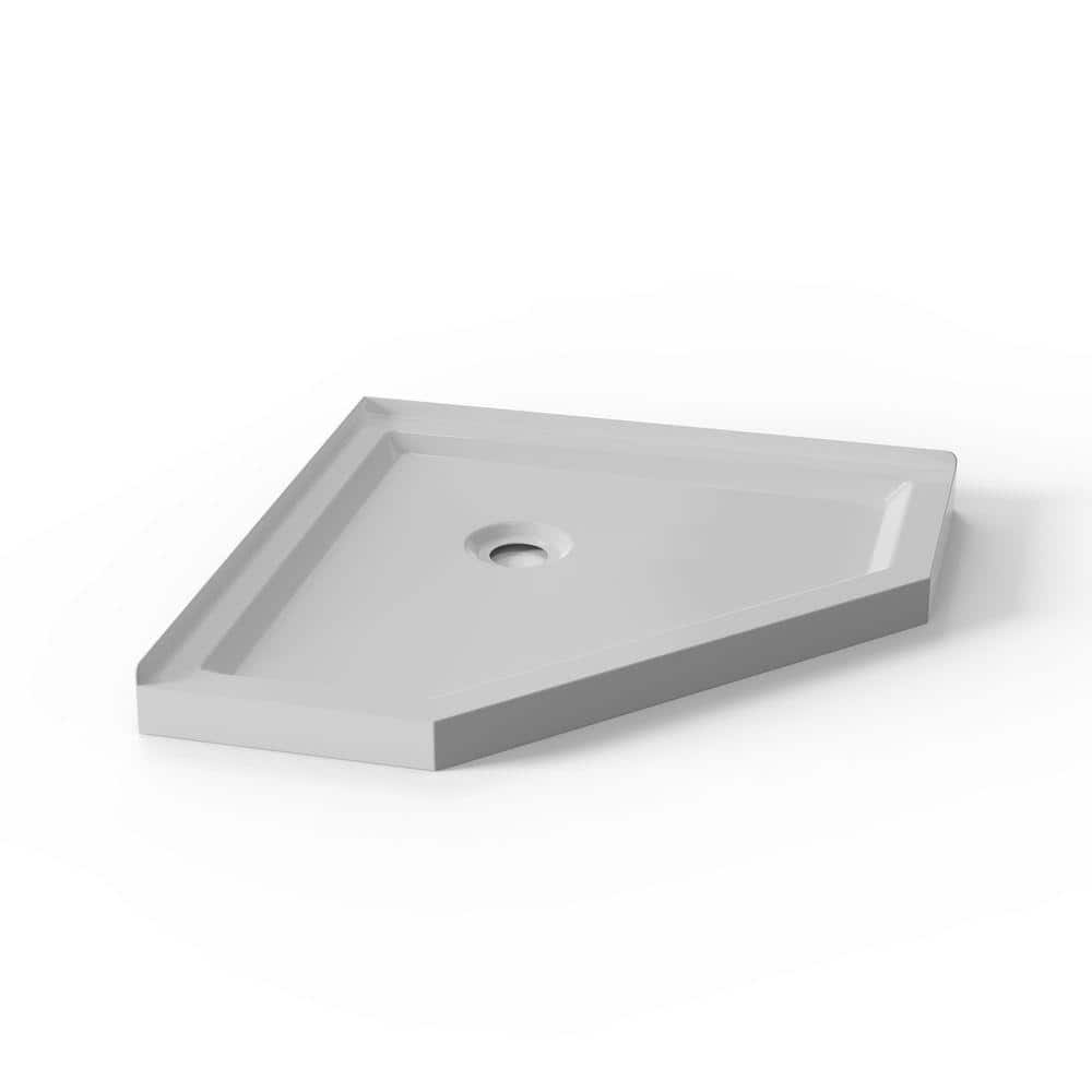 JimsMaison 36 in. L x 36 in. W Corner Shower Pan Base in White (1)