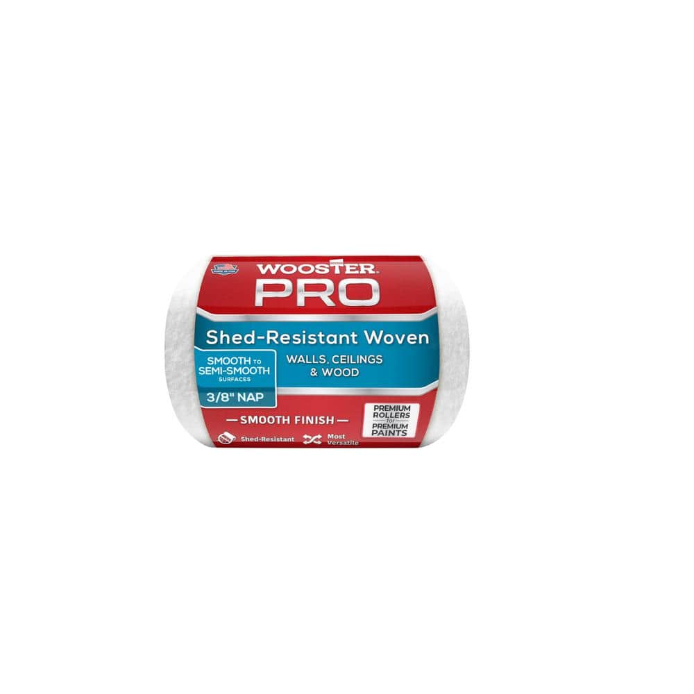 Wooster 4 in. x 3/8 in. High-Density Fabric Pro White Woven Roller Cover Applicator/Tool