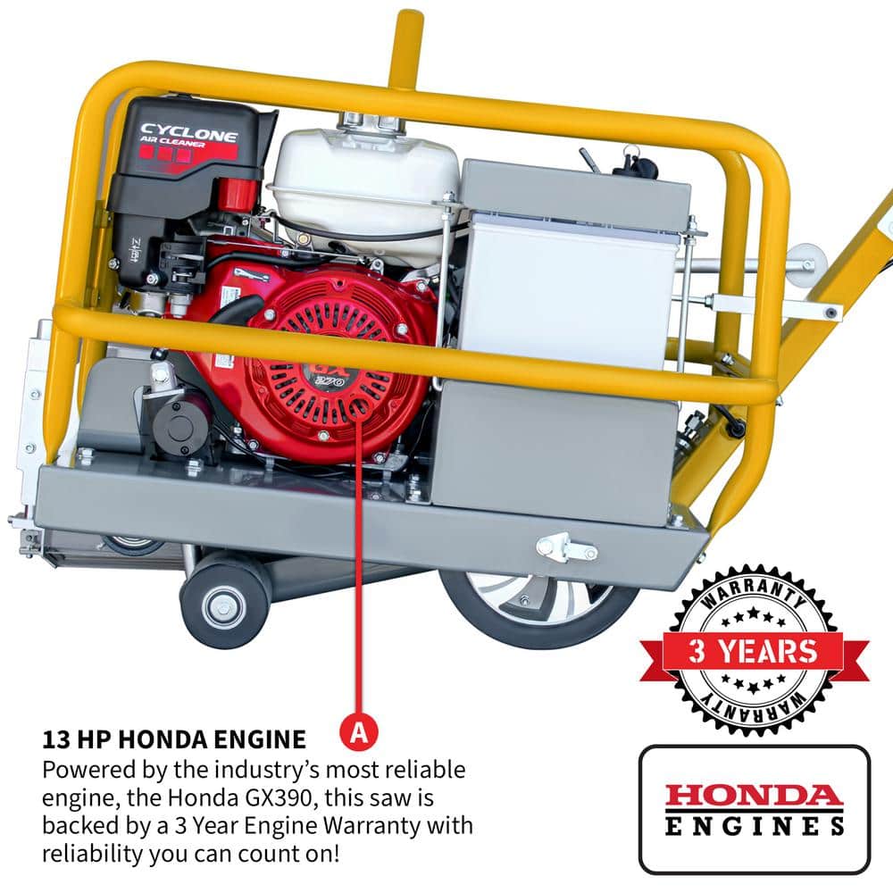 Tomahawk Power Early Entry Green 45 in. L x 27 in. W Concrete Saw with Metal Handle, 13 HP Honda GX390 Engine (3)