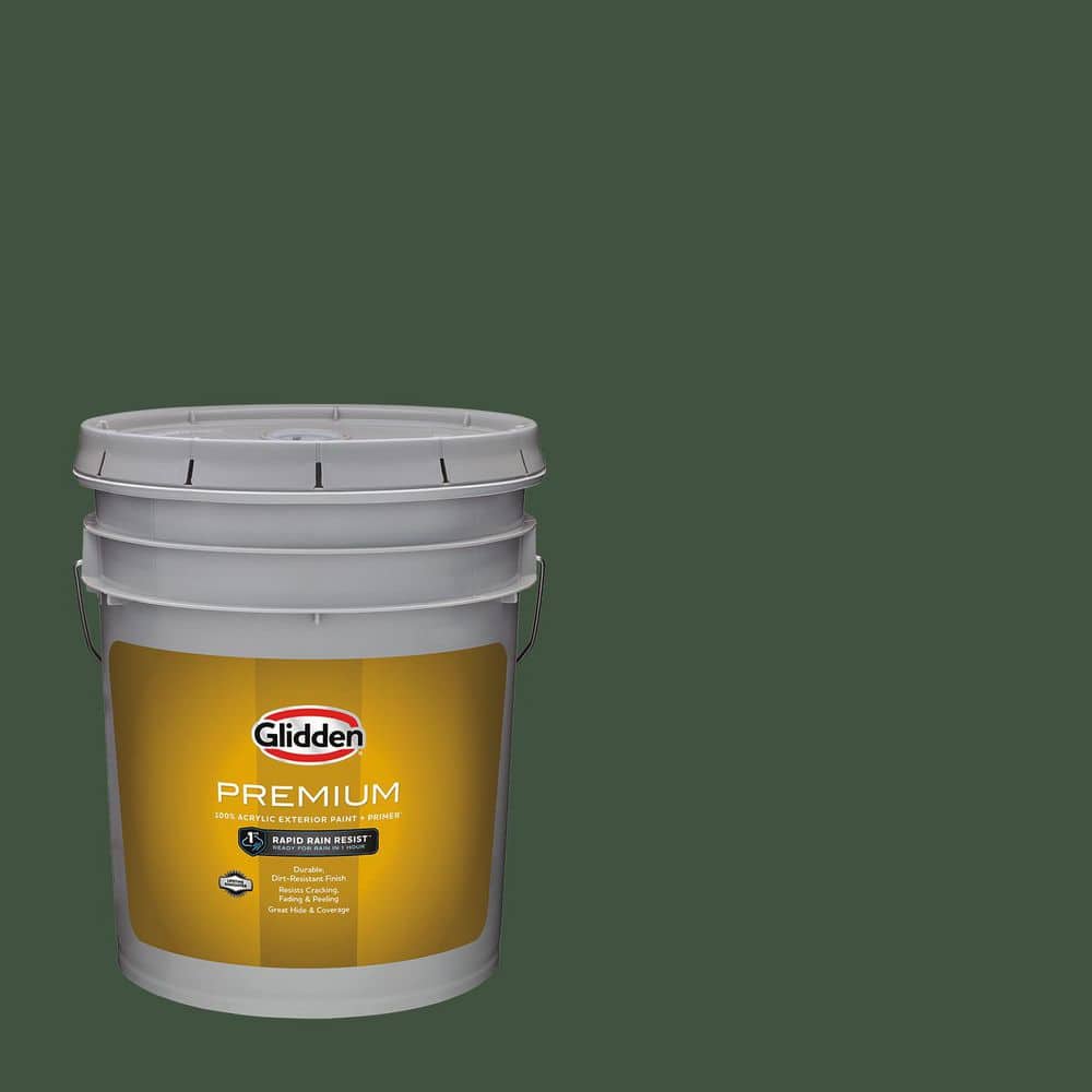 Glidden Premium 5 gal. PPG1134-7 Pine Forest Satin Exterior Paint