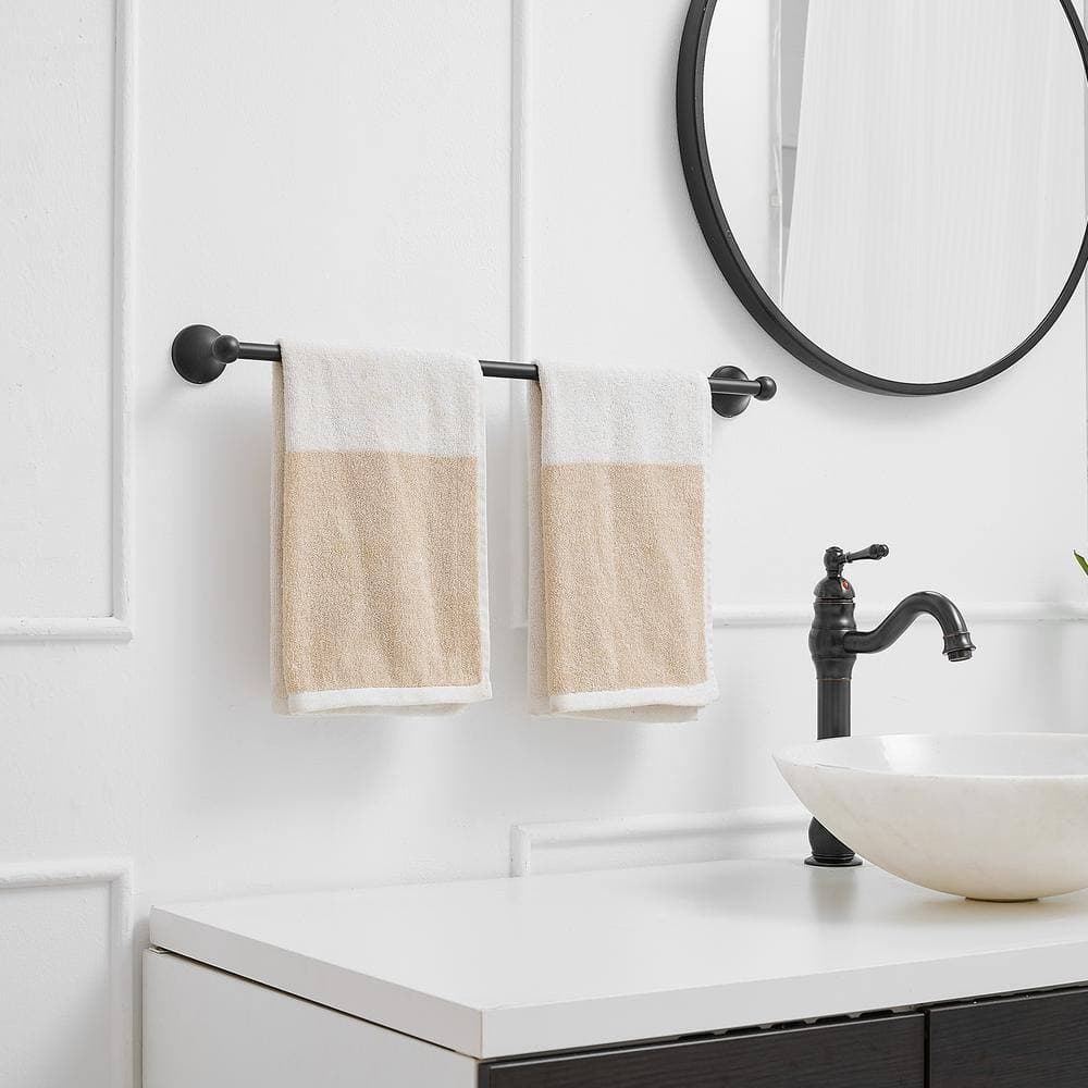 BWE 2-Piece Bath Hardware Set Accessories with 24 in. Towel Bar and Toilet Paper Holder, Towel Ring in Oil Rubbed Bronze (3)