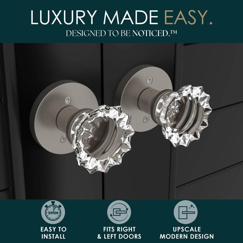 Mega Handles Feerie Crystal Door levers - 2 Pack Heavy Duty Dummy Door lever for Closet & French Doors  - Satin Nickel (2)