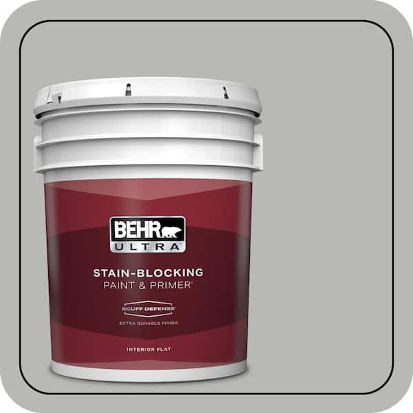 BEHR ULTRA 5 gal. #PPU18-11 Classic Silver Extra-Durable Flat Interior Paint & Primer (2)