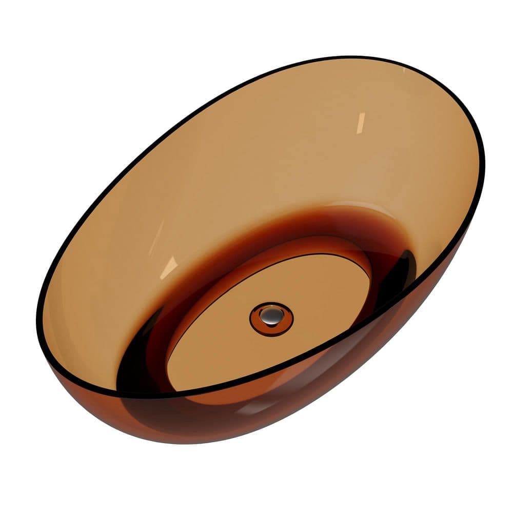 Boyel Living Modern 63 in. x 37 in. Soaking Transparent Resin Bathtub with Center Drain and Hose in Deep Brown (3)