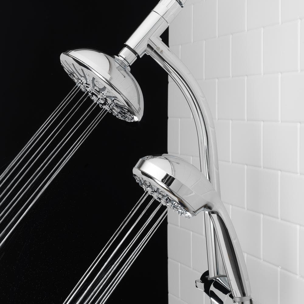 Glacier Bay 6-Spray Wall Bar Raincan Showerhead with 6-Spray Handshower (2)