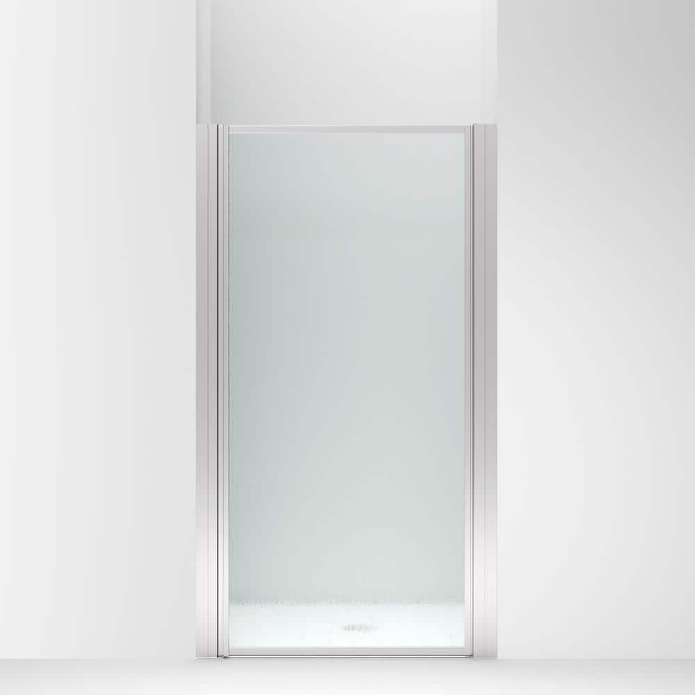 Sterling Standard 33-34 in. W x 64 in. H Framed Pivot Shower Door in Silver with 1/8 in. Thick Rain Textured Tempered Glass (4)