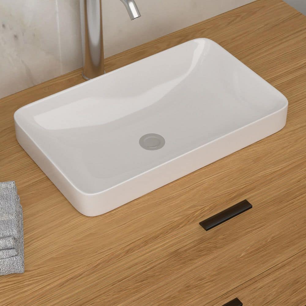 Coporesell 19 in. Drop-in Ceramic Bathroom Sink in White (1)