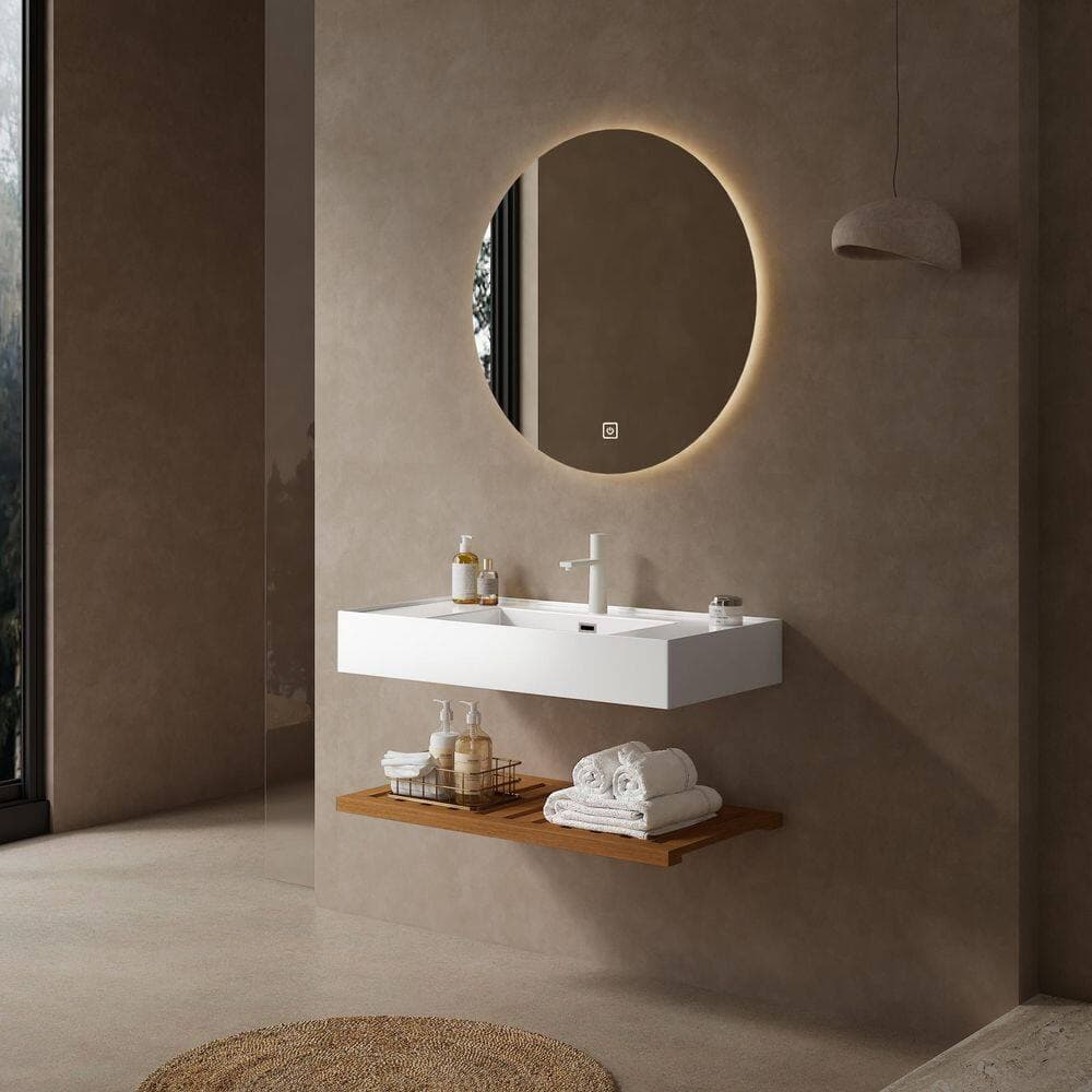 LIVACA 36 in Wall-Mounted Rectangular Bathroom Sink 18.11 in Dark Walnut Acrylic with Vessel Basin (3)