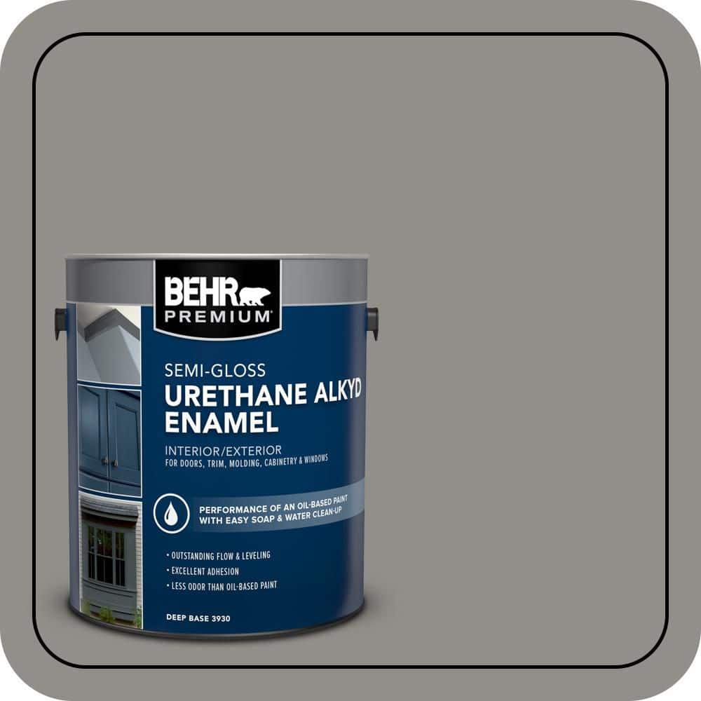 BEHR PREMIUM 1 gal. Home Decorators Collection #HDC-AC-19 Grant Gray Urethane Alkyd Semi-Gloss Enamel Interior/Exterior Paint (1)
