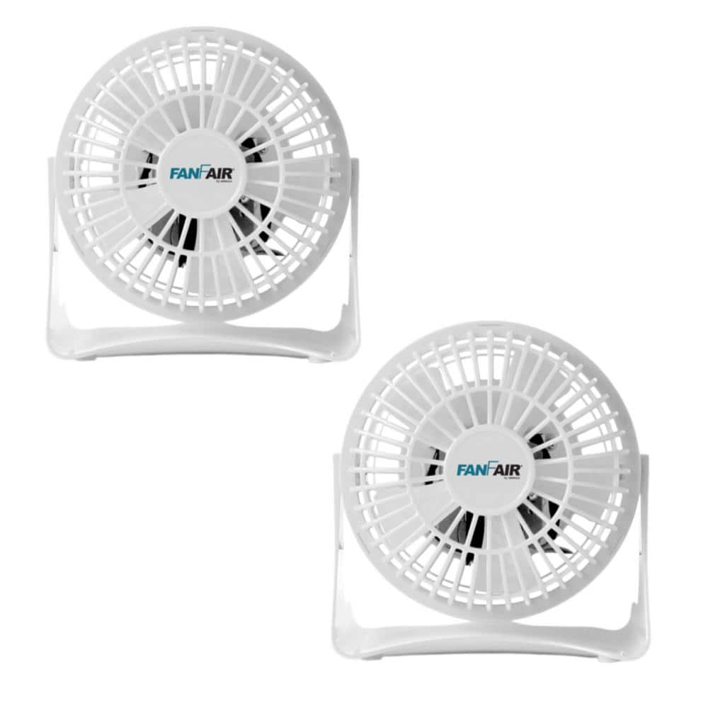 FANFAIR 2 PACK 4 in. Desk Personal Fan in White