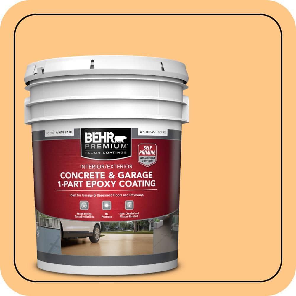 BEHR PREMIUM 5 gal. #P240-4 Mango Tango Self-Priming 1-Part Epoxy Satin Interior/Exterior Concrete and Garage Floor Paint (1)