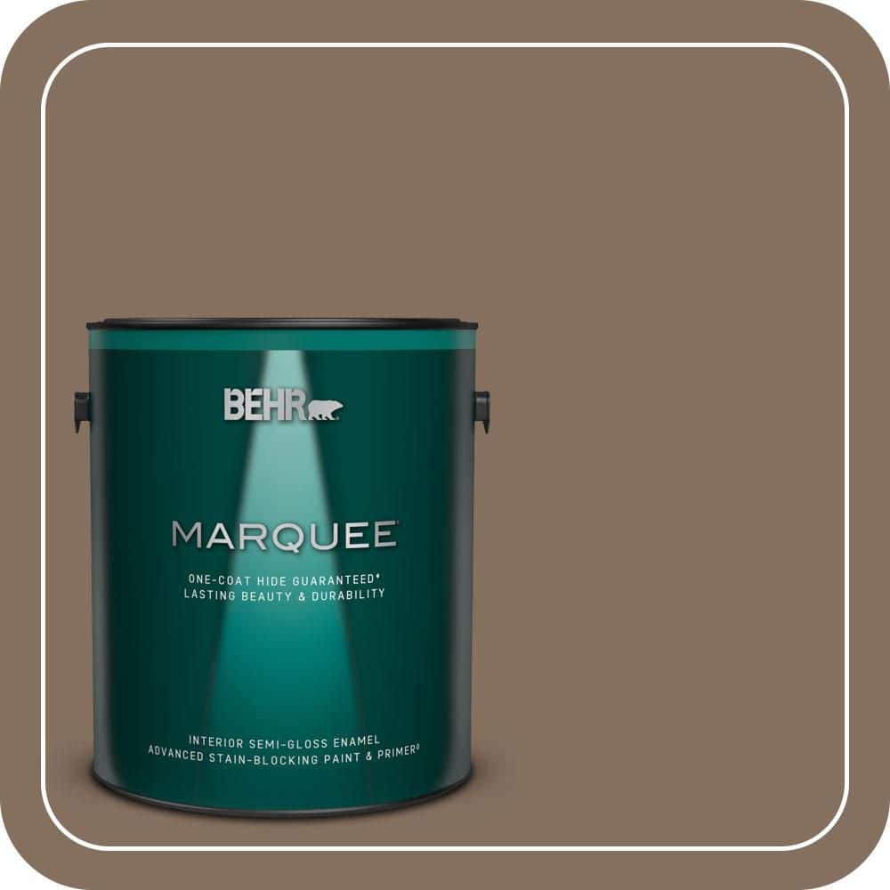 BEHR MARQUEE 1 gal. #N230-6 Whiskey Barrel One-Coat Hide Semi-Gloss Enamel Interior Paint & Primer