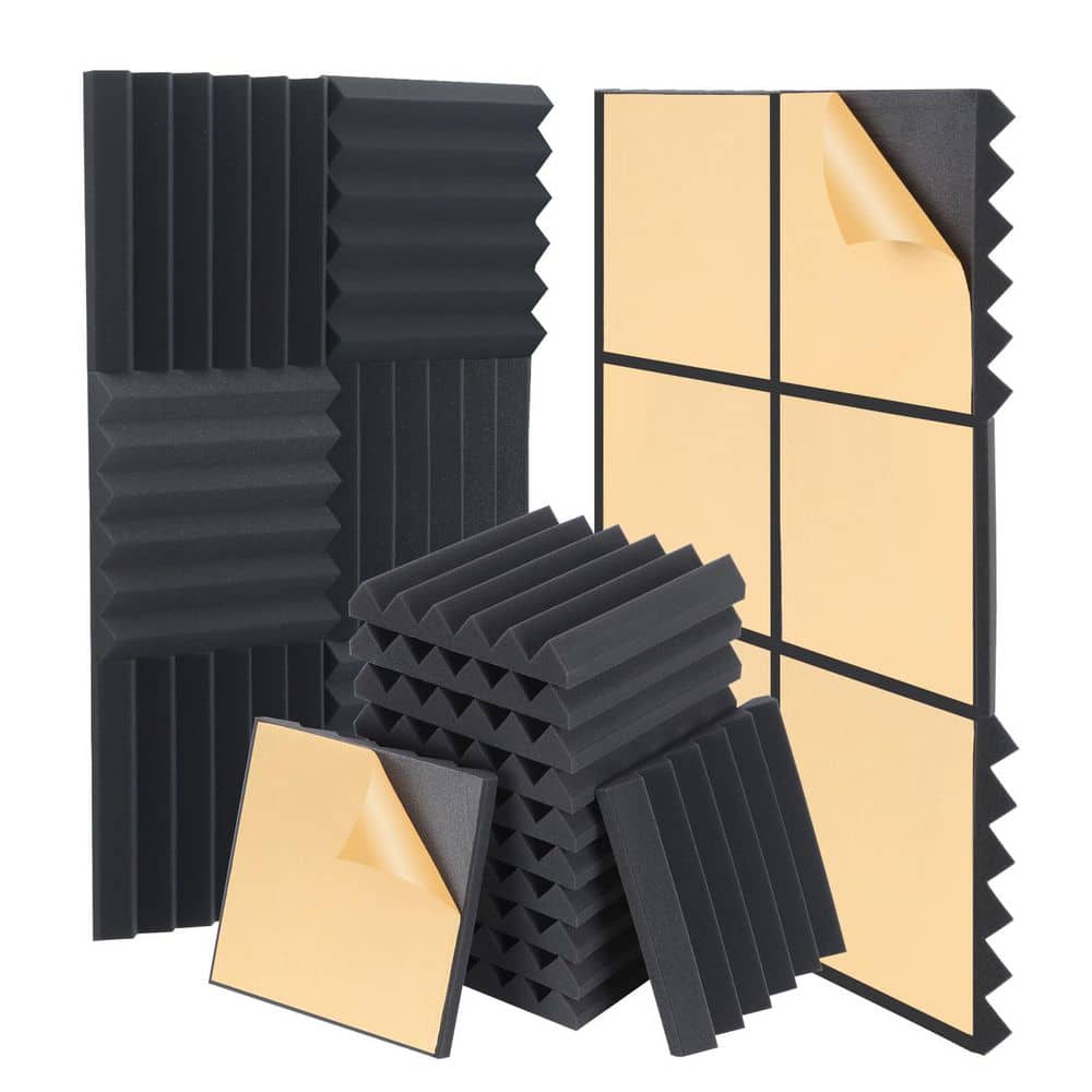 Laybus 24 Pack 12 in. x 12 in. x 2 in. Wedge Panels Acoustic Panels, Sound Proof Foam Panels with Self-Adhesive for Home Office (1)