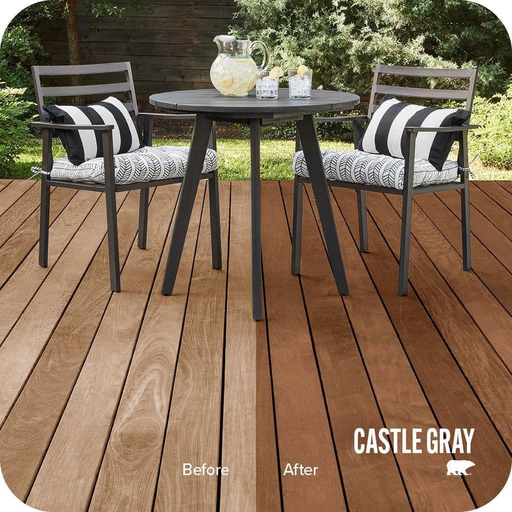 BEHR PREMIUM 1 gal. #ST-147 Castle Gray Semi-Transparent Waterproofing Exterior Wood Stain and Sealer (2)