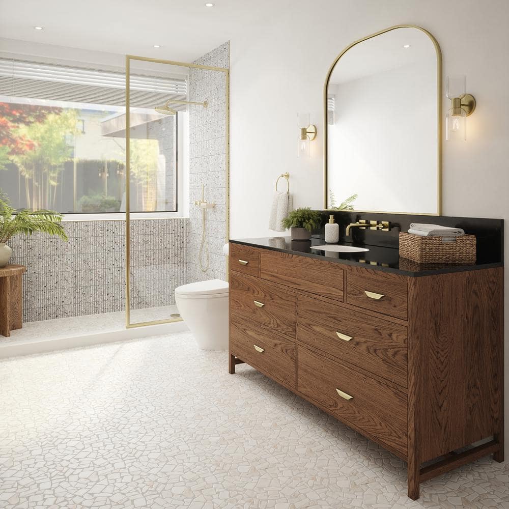 Jeffrey Court Elysian Shore White 12 in. x 12 in. Pebble Honed Marble Wall and Floor Mosaic Tile (1 sq. ft./Each) (3)