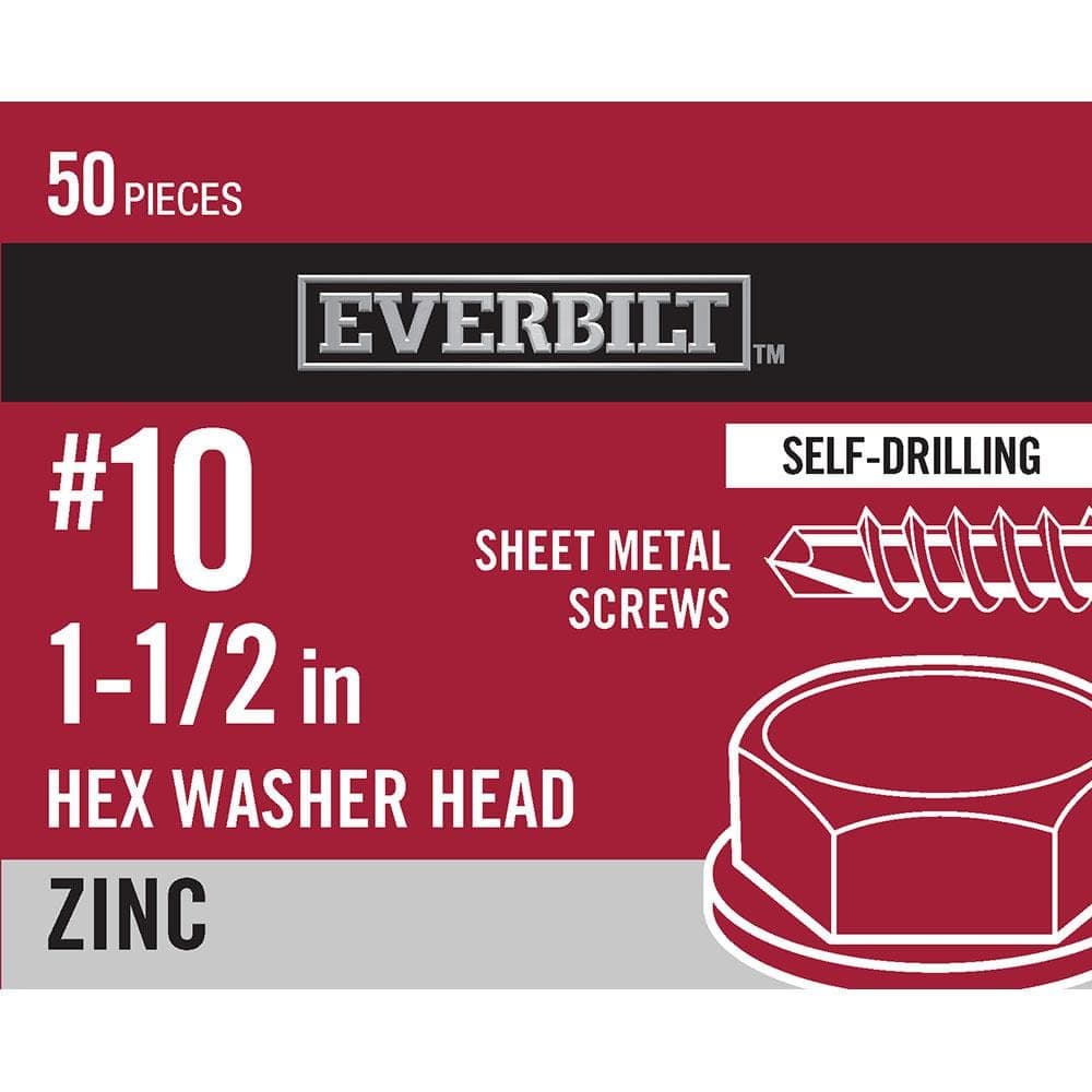 Everbilt #10 Zinc Plated Hex Head Sheet Metal Screw (1)