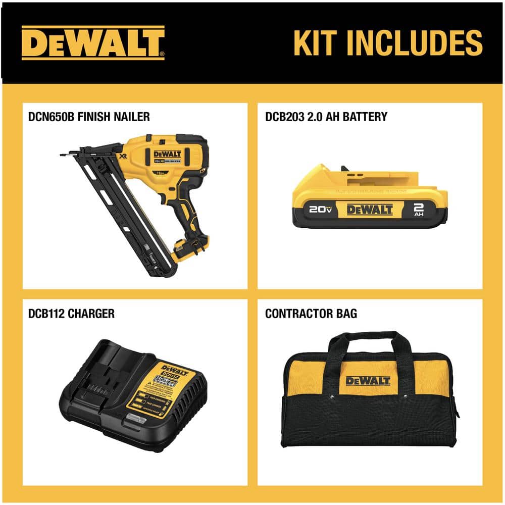 DEWALT V MAX XR Lithium-Ion Cordless 2-1/2 in. Finish Nailer Kit with 2.0Ah Battery, Charger and Contractor Bag (2)
