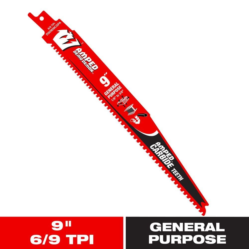 DIABLO 9 in. 6/9 TPI AMPED Demo Demon Carbide Teeth Reciprocating Saw Blade for General Purpose Cuts