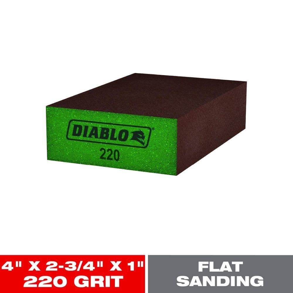 DIABLO 4-1/2 in. x 2-3/4 in. x 1 in. 220 Grit Ultra Fine Flat Edge Sanding Sponge