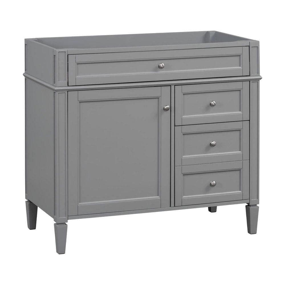 Unbranded 36 in. Bath Vanity Cabinet without Top Sink in Gray with 2 Drawers and a Tip-Out Drawer (NOT INCLUDE SINK) (3)